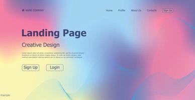 Gradient light web template landing page digital website landing page design concept - Vector