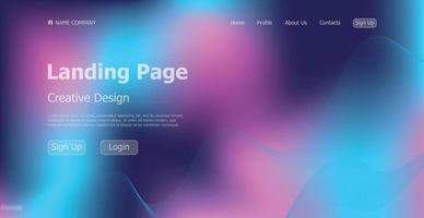Plantilla web azul degradado página de destino sitio web digital concepto de diseño de página de destino - vector