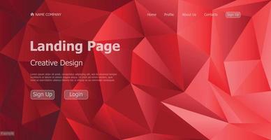 Home page landing page red geometric template landing business page digital website landing page design concept - Vector