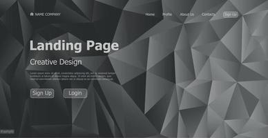 Home page landing page black geometric template landing business page digital website landing page design concept - Vector