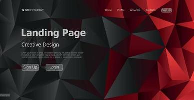 Home page landing page black geometric template landing business page digital website landing page design concept - Vector