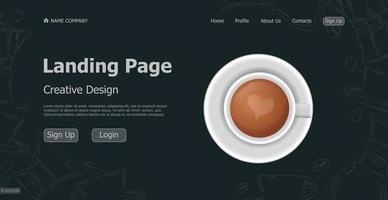 Home page landing page coffee shop web template landing business page digital website landing page design concept - Vector