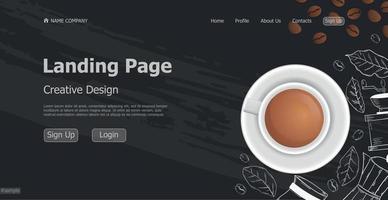 Home page landing page coffee shop web template landing business page digital website landing page design concept - Vector