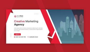 banner web de marketing en redes sociales, plantilla de banner de portada de marketing digital vector
