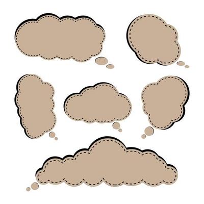 Speech Bubble Set, Light Brown Like paper cut, suitable for making labels or on conversation scenes