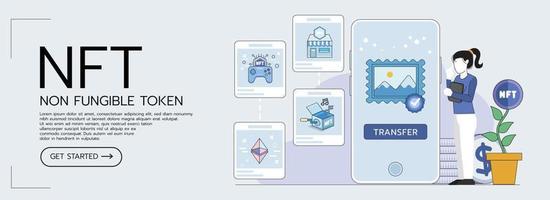 transferencia de aplicaciones móviles nft vector