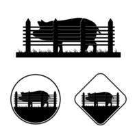 Granja de cerdos vintage retro, diseño de logotipo de etiqueta de emblema de conjunto