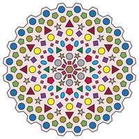 Mandala art with colorful geometric pattern. Vector illustration.