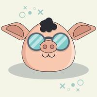 Ilustración de vector de dibujos animados de cara de cerdo lindo.