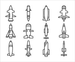 iconos de misiles y cohetes vector