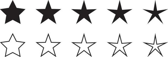 iconos de vector de colección de estrellas. conjunto de estrellas diferentes