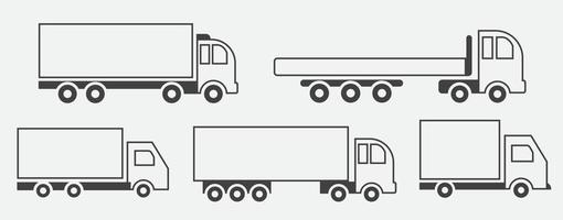 conjunto de iconos de vector de camión ilustración de arte de línea sobre fondo blanco