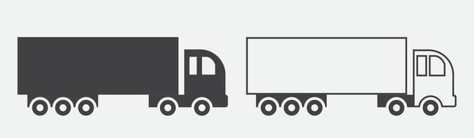 Truck Black vector icons illustration and line art on white background