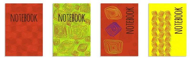 Planner cover design. A4 abstract covers for notebooks. Doodle lines hand drawn, vector illustration.