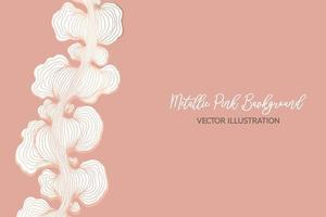 Gold metallic pink ethereal swirly abstract, organic lines on vintage pink background. vector