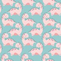 Cute pattern pink dinosaurs, vector illustration.