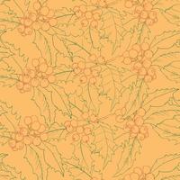 Vector seamless pattern with outlined holly branches. Can be used for wallpaper, pattern fills, surface textures, fabric prints.