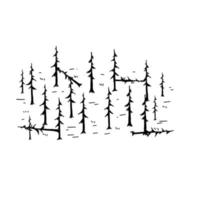 Pine forest. Silhouettes of old dead trees. Swamp area for retro maps. vector