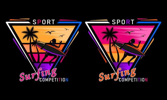 sunset beach running surfing woman silhouette print shirt