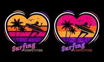 puesta de sol playa correr surf mujer silueta imprimir camiseta