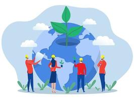 Team business people  preparing about environmental protection and nature conservation. for the day of the earth save the planet energy saving vector