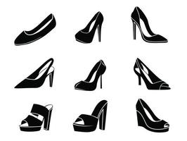 colección de siluetas de zapatos para su diseño, icono de glifo de zapatos de tacón. símbolo, ilustración vectorial