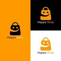 Happy shop logo design vector