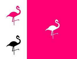 Flamingo Logo Silhouette Pink and Black White for Animal Icon or Company Brand vector