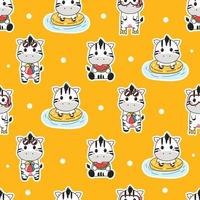 cute zebra cartoon seamless pattern for summer time. vector