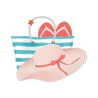 Beach accessories for relax on the shiny sea vector