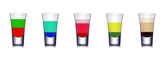 Five colorful cocktails vector