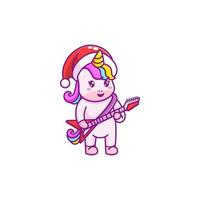 Cute Unicorn playing Electric Guitar vector