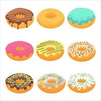 Donut vector set isolated on a white background. Donut collection.