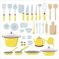 utensilios de cocina en estilo de diseño plano vector