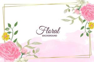 pink watercolor background with flower watercolor vector