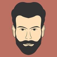 Bearded man illustration in flat cartoon style vector