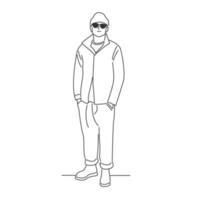 hombre con gafas de sol en estilo de dibujos animados mínimo vector