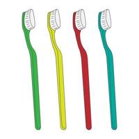 Set of toothbrush with different color isolated on white background vector