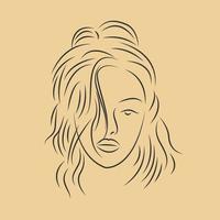 Woman face in line art style vector