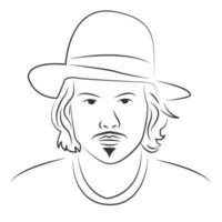 johnny depp en estilo de arte lineal vector