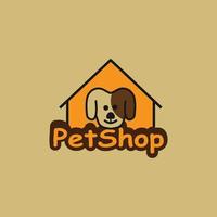 Pet house logo design template. Illustration of dog on house. vector