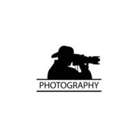 Silhouette of photographer and camera. Vector illustration.