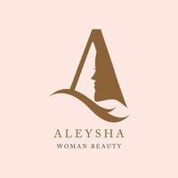 la letra de diseño a con cabeza de mujer se puede utilizar para el logotipo de la empresa de belleza, spa y salón. vector
