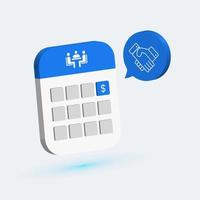 important business meeting date reminder in 3d calendar organizer vector