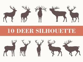 Vector illustration of Animal Deer Silhouettes collection