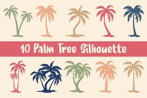 Vector illustrations silhouette of palm trees. A set of black trees on a white background