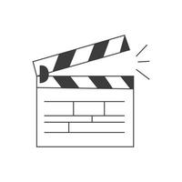 Linear clapper icon for the movie. A firecracker for filmmaking. Board for a film set vector illustration isolated on white background.