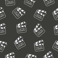 Hand drawn clapper icon for the movie seamless pattern. A firecracker for filmmaking. Board for a film set vector illustration on black background.