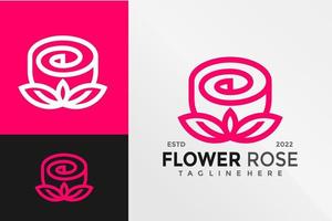 flor rosa línea logo diseño vector ilustración plantilla