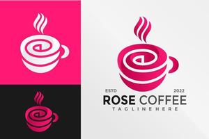 Rose Coffee Shop Logo Design Vector illustration template